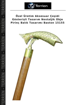 Özel Üretim Aksesuar Çeşidi Gösterişli Tasarım Nostaljik Obje Pirinç Balık Tasarımı Baston 15155