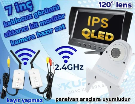 KABLOSUZ 7 İNÇ EKRAN BEYAZ TEPE KAMERA   SET KAYIT YAPMAZ - 12 VOLT