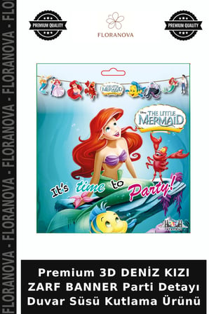 Premium 3D DENİZ KIZI ZARF BANNER Parti Detayı Duvar Süsü Kutlama Ürünü
