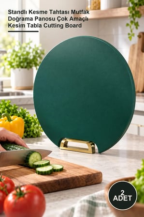 2 Adet Standlı Kesim Panosu – Standlı Kesme Tahtası Mutfak Doğrama Panosu Çok Amaçlı Kesim Tabla Cutting Board