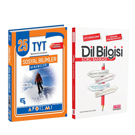 Apotemi Yayınları TYT Sosyal Bilimler Deneme ve AKM Dil Bilgisi Soru Bankası Seti 2 Kitap