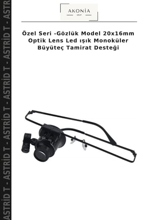 Özel Seri -Gözlük Model 20x16mm Optik Lens Led ışık Monoküler Büyüteç Tamirat Desteği