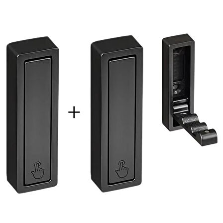 Microcase Çinko Kaplama Bas Açıl Pratik Askılık Anahtar Şapka Eşya Havlu vb Askılık - SİYAH AL5181 2 ADET