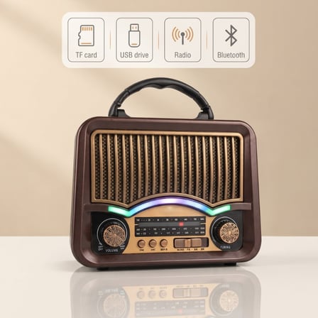 Özel Üretim Dinleti Salon Nostaljik Solar Nostalji Müzik Şarjlı Radyo Bluetooth Özellikli