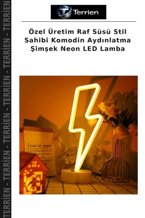 Özel Üretim Raf Süsü Stil Sahibi Komodin Aydınlatma Şimşek Neon LED Lamba