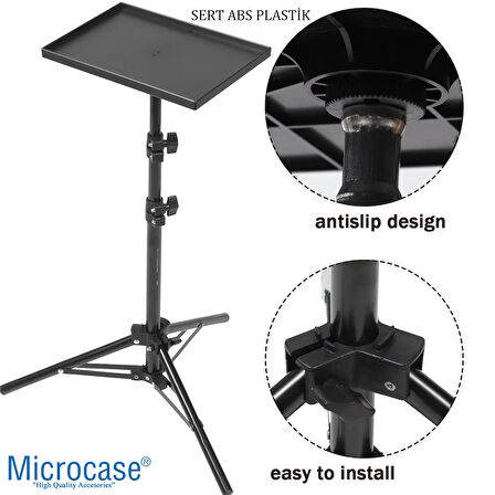 Microcase Sunum Projeksiyon Cihazı Notebook Vb için Çok Amaçlı Ayaklı Sehpa Stand + 2.1 MT Tripod - SİYAH AL5097