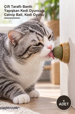 1 Adet Kedi Otu Oyun Topu – Çift Taraflı Bantlı Yapışkan Kedi Oyuncağı, Catnip Ball, Kedi Oyunu