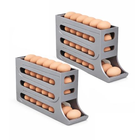 Microcase ABS Plastik Dolapiçi Yuvarlanır Tip Yumurta Organizer ve Standı 2 ADET AL54529 - BEYAZ