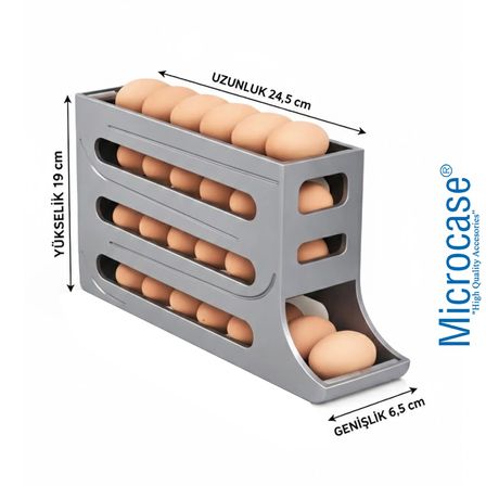 Microcase ABS Plastik Dolapiçi Yuvarlanır Tip Yumurta Organizer ve Standı 2 ADET AL54529 - BEYAZ