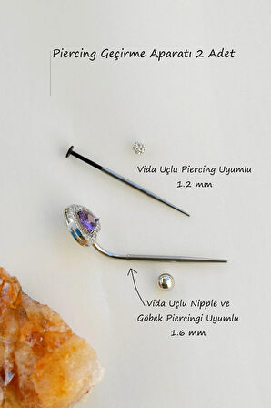 Piercing Takma Kolaylığı | 2'li Çelik Geçiş İğnesi Seti Piercing Takmanın En Pratik Yolu