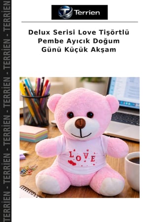 Delux Serisi Love Tişörtlü Pembe Ayıcık Doğum Günü Küçük Akşam