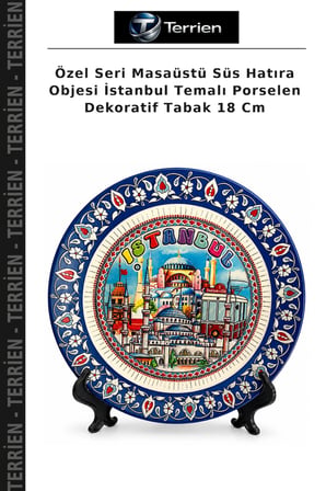 Özel Seri Masaüstü Süs Hatıra Objesi İstanbul Temalı Porselen Dekoratif Tabak 18 Cm