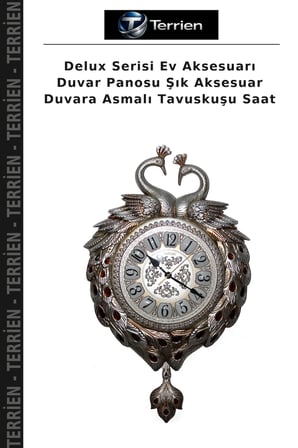 Delux Serisi Ev Aksesuarı Duvar Panosu Şık Aksesuar Duvara Asmalı Tavuskuşu Saat