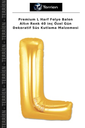 Premium L Harf Folyo Balon Altın Renk 40 inç Özel Gün Dekoratif Süs Kutlama Malzemesi