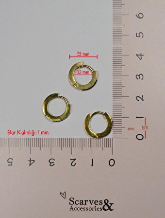 Renkli Taşlı 3'lü Halka Çelik Küpe Seti Gold