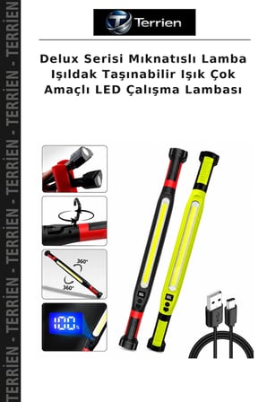 Delux Serisi Mıknatıslı Lamba Işıldak Taşınabilir Işık Çok Amaçlı LED Çalışma Lambası