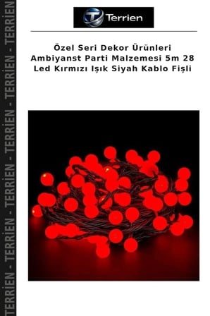Özel Seri Dekor Ürünleri Ambiyanst Parti Malzemesi 5m 28 Led Kırmızı Işık Siyah Kablo Fişli