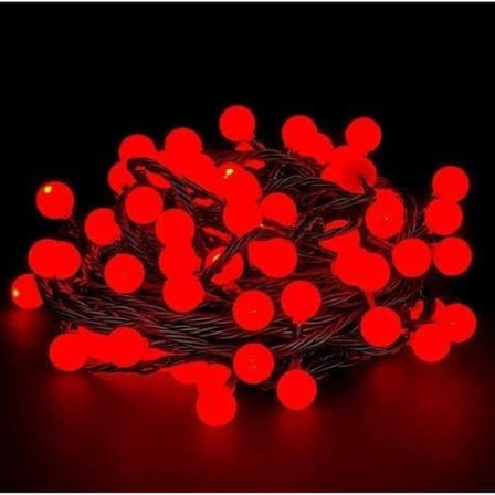 Özel Seri Dekor Ürünleri Ambiyanst Parti Malzemesi 5m 28 Led Kırmızı Işık Siyah Kablo Fişli