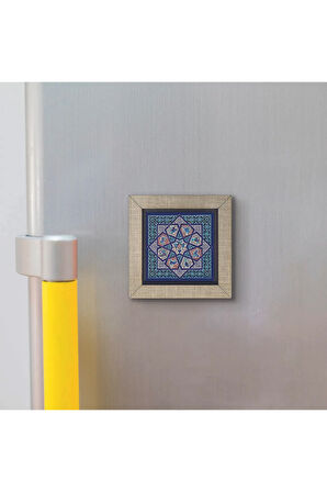 Anadolu Selçuklu Çini Motifi Baskılı MDF Magnet 7X7