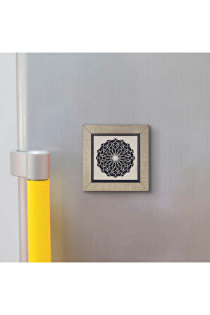 Rumi Desen Baskılı MDF Magnet 7X7 Bej