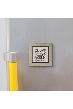 Yuhanna 3:16 Baskılı MDF Magnet 7X7