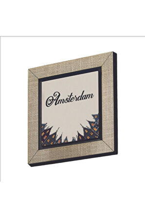 Amsterdam Görseli Baskılı MDF Magnet 7X7 Bej