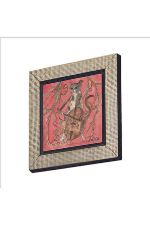Çello Çalan Kedi Baskılı MDF Magnet 7X7