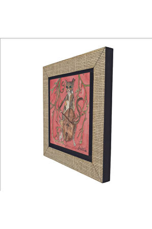 Çello Çalan Kedi Baskılı MDF Magnet 7X7