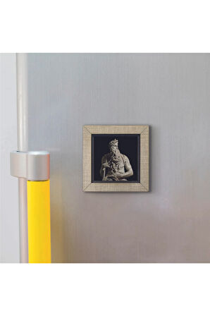 Musa'nın Hükmü Heykeli (Heykeltıraş: Michelangelo) Baskılı MDF Magnet 7X7