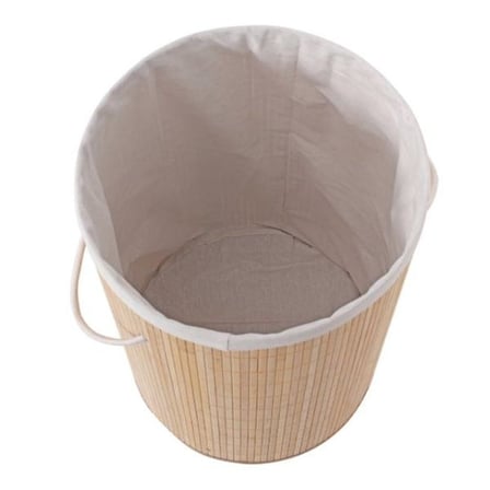 Çamaşır Saklama Dekoratif Sepet KirliSepeti Yüksek Hijyen 50cm Yuvarlak Kumaşlı Bambu Kirli Sepeti