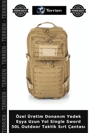 Özel Üretim Donanım Yedek Eşya Uzun Yol Single Sword 50L Outdoor Taktik Sırt Çantası