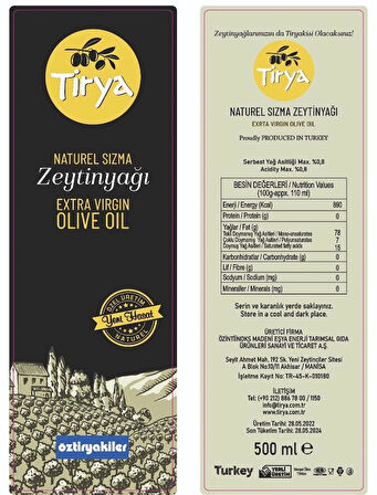 Tirya Domat Erken Hasat Natural Sızma Zeytinyağı / 0,5 mL.