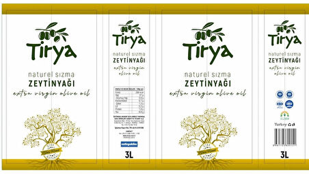 Tirya Gemlik Natural Sızma Zeytinyağı / 3 Litre