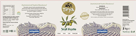TİRYA JUMBO BOY DOMAT KOKTEYL YEŞİL ZEYTİN 2 KG.