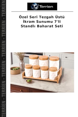 Özel Seri Tezgah Üstü İkram Sunumu 7'li Standlı Baharat Seti