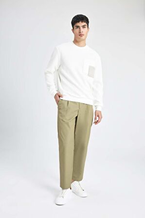 DeFacto Yazlık Kumaş Pantolon Tapered Fit Normal Kesim Düz Paça Cepli B6667AX24SPKH436