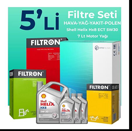 Filtron Amarok 2.0 Dizel Filtre Bakım Seti Shell Motor Yağlı (2010-2017) 5 Li