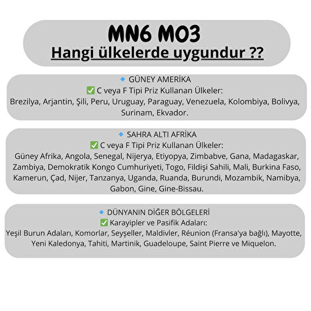 MN6 M03 priz dönüştürücü/3 Adet/Amerikan Tipi Priz dönüştürücü-Dünya Ülkeler Arası Fiş Çevirici