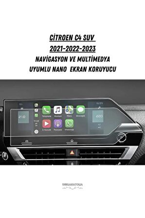 Citroen C4 Suv 2021 2022 2023 10 İnç Navigasyon ve Multimedya Uyumlu Nano Ekran Koruyucu