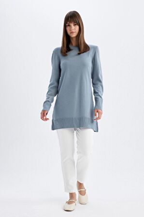 DeFacto Regular Fit Bisiklet Yaka Basic Kazak Tunik H3431AZ24AUBE690