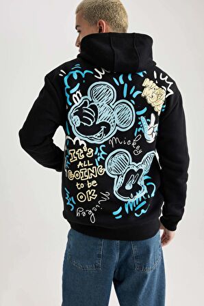 DeFacto Disney Mickey & Minnie Boxy Fit Kapüşonlu Sweatshirt B5510AX24SPBK81