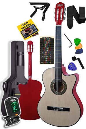 Midex CG-390NT-XBAG Klasik Gitar 4/4 Sap Ayarlı Kesik Kasa (Çanta Tuner Askı Capo Metod Pena)