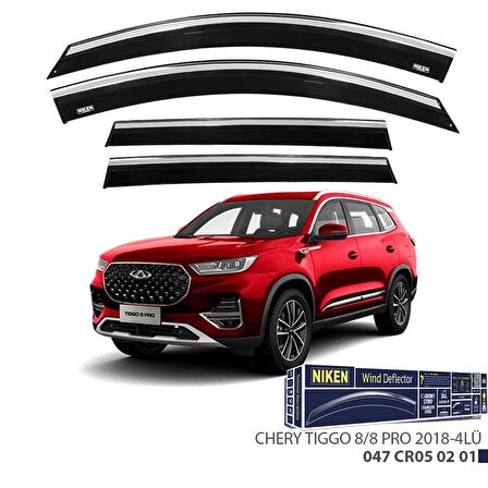 Chery Tiggo 8 Pro Niken Kromlu Cam Rüzgarlığı 4lü 2018 ve Üstü