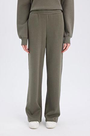 DeFacto Straight Fit Kalın Eşofman Altı Beli Lastikli Cepli Yüksek Bel Basic Düz B8571AX24WNKH422