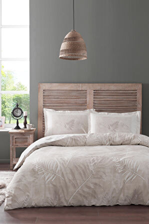 Özdilek Çift Kişilik Ranforce Nevresim Takımı Frunze Kahve