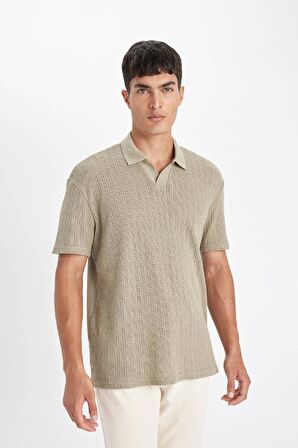 DeFacto Regular Fit Kısa Kollu Dokulu Triko Polo Tişört D4810AX24SMKH96