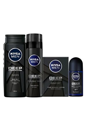 Nivea Erkek Cilt Bakım Seti ( Deep Losyon Deep Tıraş Köpüğü Deep Roll On Deep Duş Jeli)