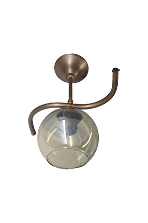 Fuji Bronz Tekli Bal Camlı Avize | Kaliteli Modern Metal Avize