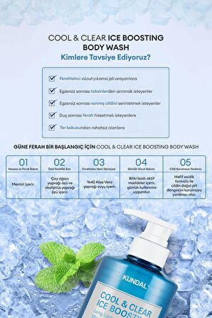 Arındırıcı ve Ferahlatıcı Vücut Şampuanı KUNDAL Cool Refreshing Body Wash 500 ml (Aqua Mint)