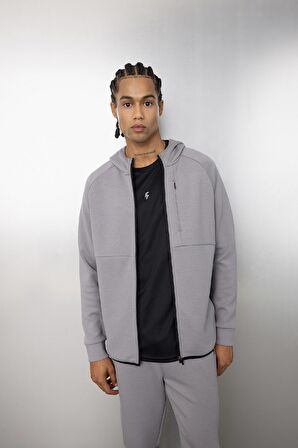DeFactoFit Slim Fit Dar Kesim Kapüşonlu Skuba Dalgıç Kumaş Fermuarlı Sporcu Sweatshirt A6956AX24AUGR490